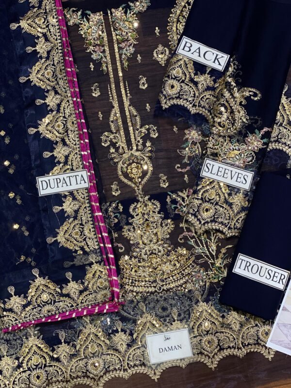 Embroidered Chiffon 3-Piece Unstitched Suit for Women - Festive Party Wear - view 3