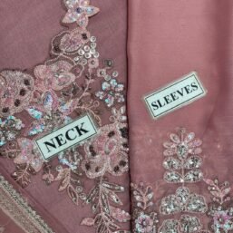 Embroidered Chiffon 3-Piece Unstitched Suit for Women - Rose Pink - view 2