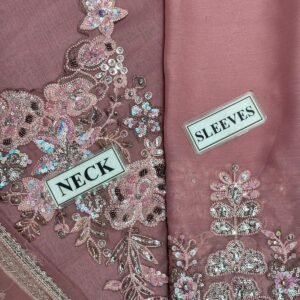 Embroidered Chiffon 3-Piece Unstitched Suit for Women - Rose Pink - view 2