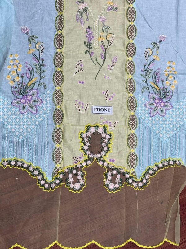 Embroidered Lawn 3-Piece Unstitched Suit for Women - Lemon Yellow Floral - view 5