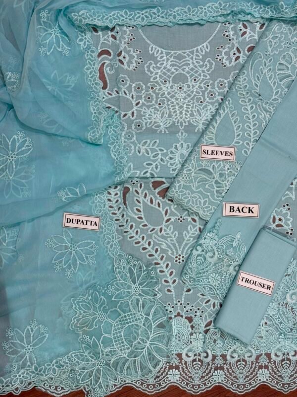 Luxury Embroidered Lawn 3-Piece Unstitched Suit for Women - Ornate Festive - view 3