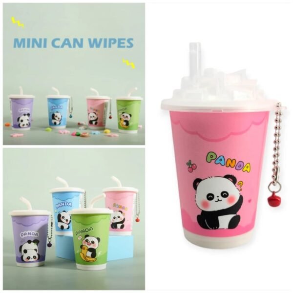 Mini Panda Can Wipes - Compressed Travel Towel Tablets in a Cute Cup