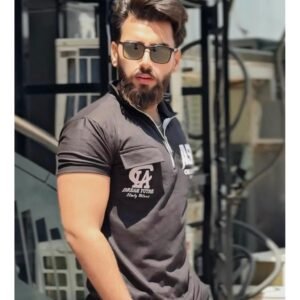 Pocket Zipped Graphic Polo For Mens Boys - with Cash on Delivery