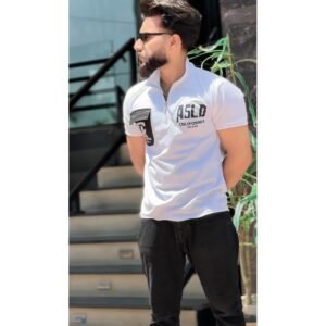 Pocket Zipped Graphic Polo For Mens Boys - with Cash on Delivery
