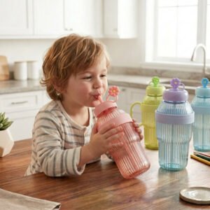 Compact Plastic Water Bottle with Straw 900ML
