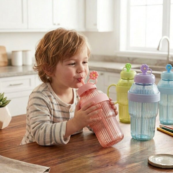 Compact Plastic Water Bottle with Straw 900ML
