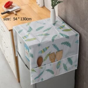 Printed Fridge Dust Cover Waterproof Refrigerator Dustproof Cover with 6 Pocket Household Freezer Premium quality