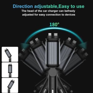 Retractable Car Charger with Starlight 4 in 1 Quick Charging