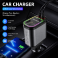 Retractable Car Charger with Starlight 4 in 1 Quick Charging