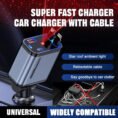 Retractable Car Charger with Starlight 4 in 1 Quick Charging