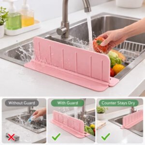 REUSABLE KITCHEN SINK WATER DEFLECTOR PLATE WITH SUCTION CUP SPLASH PROOF SOAP SPONGE RACK - Online in Pakistan