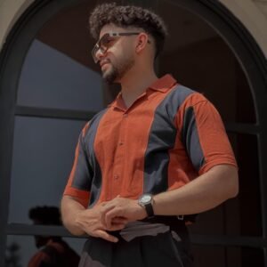 Rust Orange Panel Polo Top For Mens & Boys - for Daily Wear
