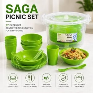Saga Picnic Set (6pcs Big Plate Set) (6pcs Compact Plate Set) (6pcs bowl Set) (6pcs Glass Set) (6pcs Spoon Set) (6pcs Fo