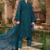Chikankari 3D Work Embroidered 3-Piece Unstitched Suit for Women - Zinc Teal - view 1