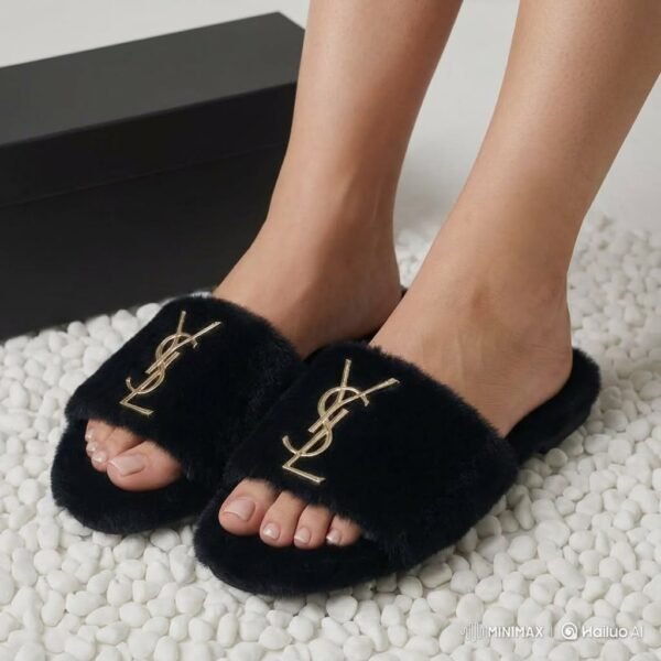 shaheen-f1-0 Fur Flat Slippers – Soft Plush Slides - view 2