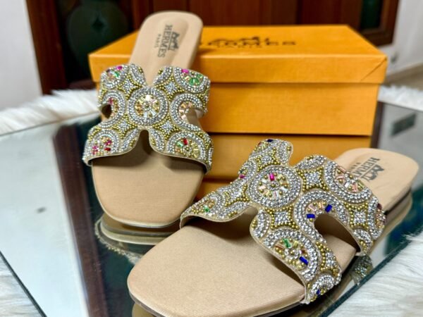 Crystal Strap Flat Sandals