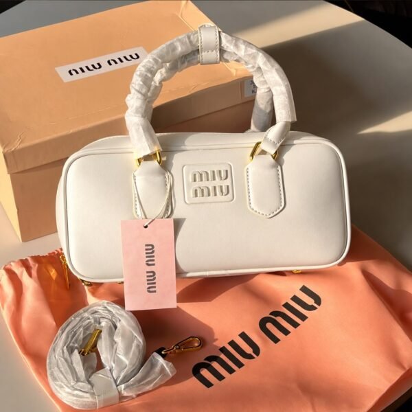 Structured Leather Handbag with Top Handles - view 4