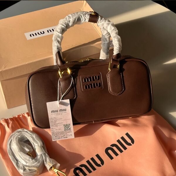 Structured Leather Handbag with Top Handles - view 5