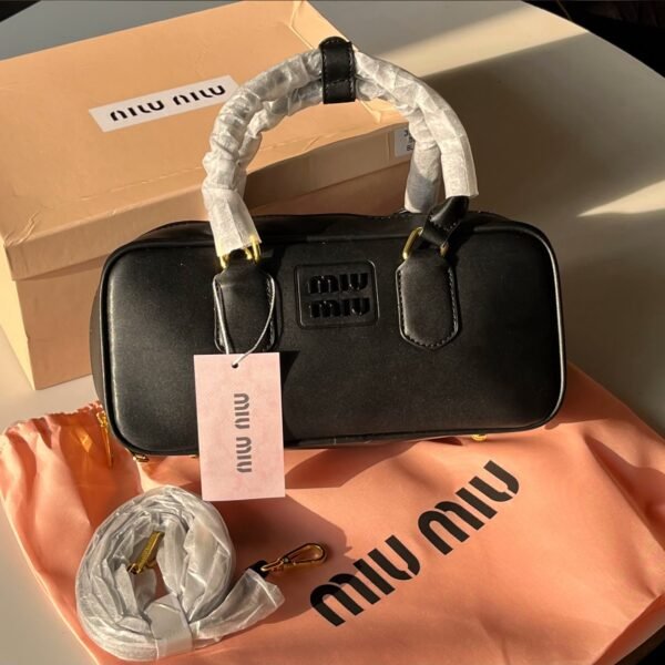 Structured Leather Handbag with Top Handles - view 6
