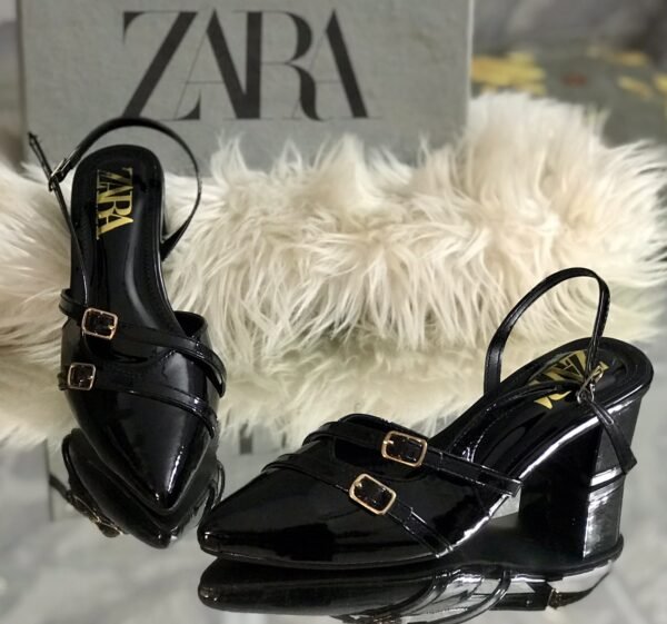 Women's Slingback Block Heels - Double Buckle Pointed Toe Heels - photo 1 Women's Slingback Block Heels - Double Buckle Pointed Toe Heels - photo 1