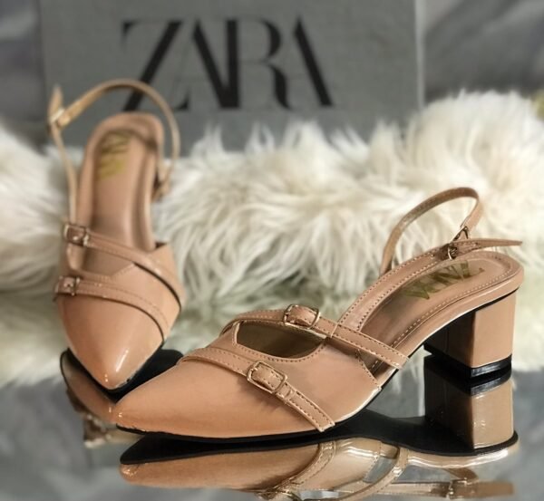 Women's Slingback Block Heels - Double Buckle Pointed Toe Heels - photo 3 Women's Slingback Block Heels - Double Buckle Pointed Toe Heels - photo 3
