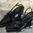 Women's Slingback Block Heels - Double Buckle Pointed Toe Heels - photo 4