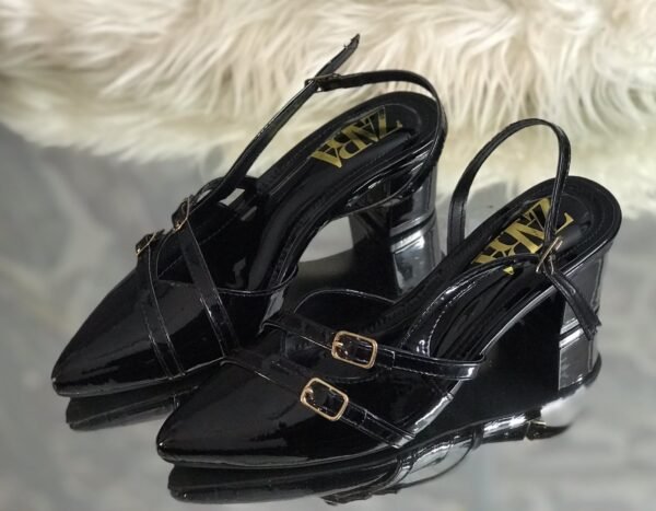 Women's Slingback Block Heels - Double Buckle Pointed Toe Heels - photo 4 Women's Slingback Block Heels - Double Buckle Pointed Toe Heels - photo 4