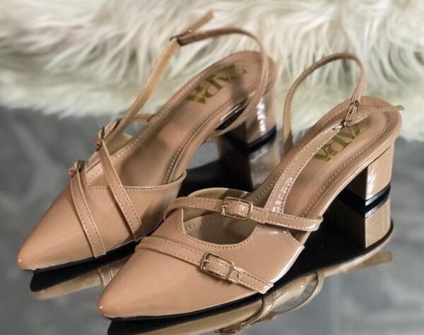 Women's Slingback Block Heels - Double Buckle Pointed Toe Heels - photo 5 Women's Slingback Block Heels - Double Buckle Pointed Toe Heels - photo 5