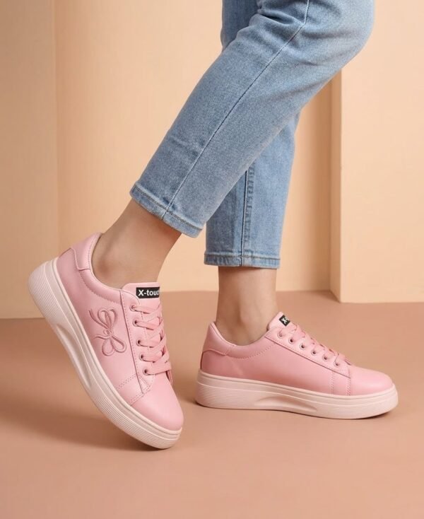 Women's Casual Sneakers - Bow Detail Platform Shoes - photo 1