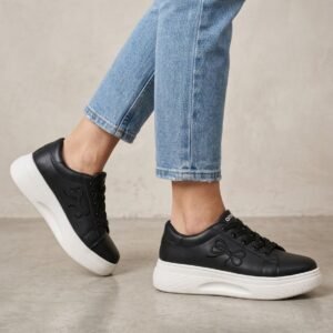 Women's Casual Sneakers - Bow Detail Platform Shoes - photo 2