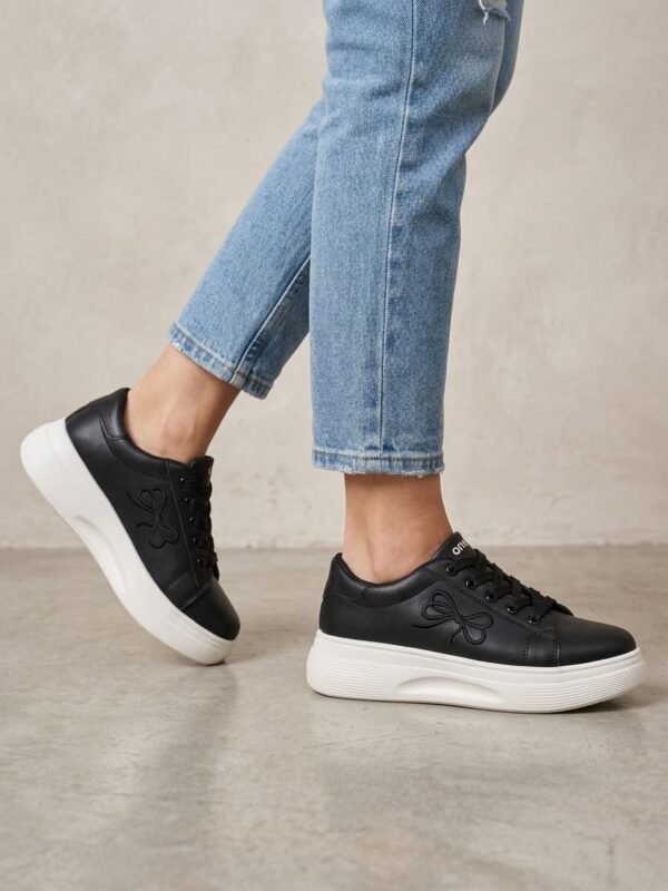 Women's Casual Sneakers - Bow Detail Platform Shoes - photo 2