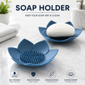 Silicone Lotus Soap Holder Saboon Dani for Wash Basin Bathroom Kitchen Sink - for Home Use