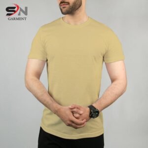 Beige Simple Plain T-shirt For Men & Boys - for Daily Wear