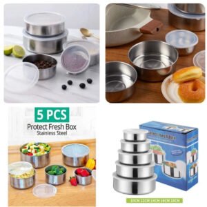 Stainless Steel 5pcs Bowl Set (Box Packing) - with Cash on Delivery