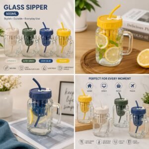 Stay refreshed in style with this 500ML glass sipper - High Quality