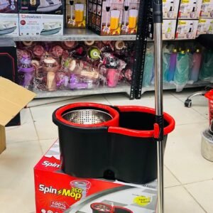 Steel bucket Spin Mop 360 Degree Rotation Push/Pull Micro Fiber Mop head with Long Handle (Deluxe Quality)