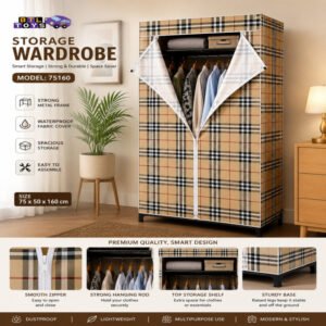 Storage Wardrobe Model 75160 Intelligent Storage Modern Design Strong Build Organize your clothes in style with a durable fabric wardrobe thats easy t