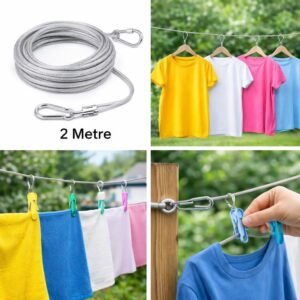 Strong stainless steel clothesline rope (2 meter) - Durable Design
