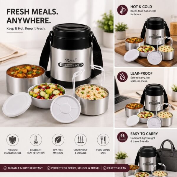 Thermo Steel Food Carrier Legend 3 - High Quality