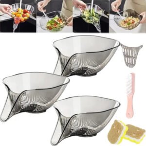 Transparent Multi Functional Plastic Drain Funnel Bowl for Washing Fruits Vegetables - Best Price in Pakistan