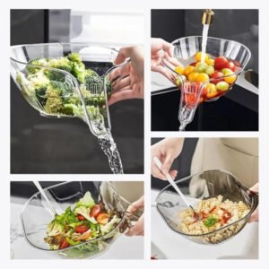 Transparent Multi Functional Plastic Drain Funnel Bowl for Washing Fruits Vegetables - Best Price in Pakistan