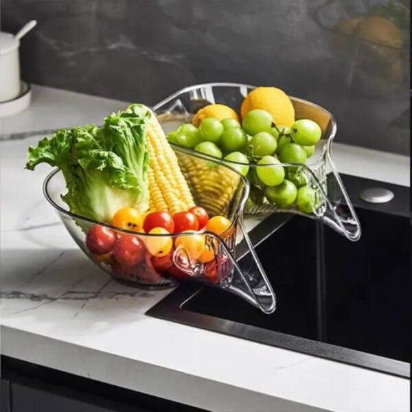 Transparent Multi Functional Plastic Drain Funnel Bowl for Washing Fruits Vegetables - Best Price in Pakistan