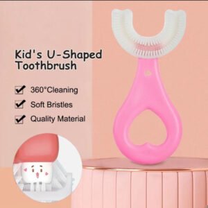 U Shape Silicon Toothbrush for kids, Compact Hand-Held Shaped Infant Soft Bristle 360 Degrees Mouthpiece tooth brush for toddlers