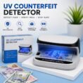 UV Counterfeit Bill Money Detector Small Footprint Compact Rechargeable Lightweight Bills Credit Cards Banknote Passport