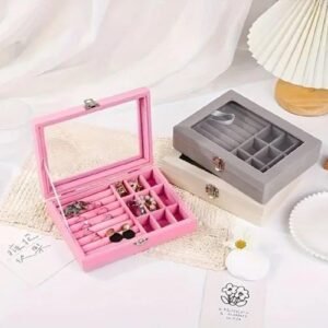 Velvet Glass Jewellery Box ( Random Colors ) (Size: 20*15*5cm) - with Cash on Delivery
