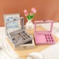 Velvet Glass Ring Earring Jewelry Display Organizer Box - with Cash on Delivery