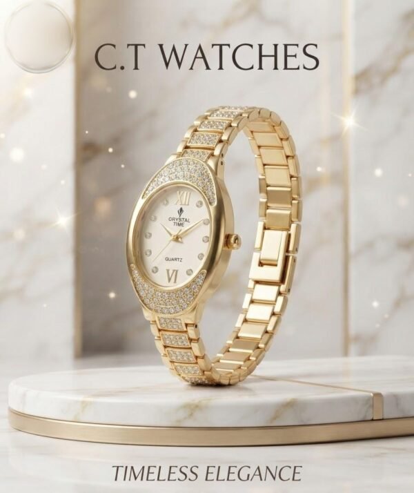 vipw-01-01 Ladies Crystal Stone Watch - Oval Dial Bracelet Watch with Gift Box – gift box