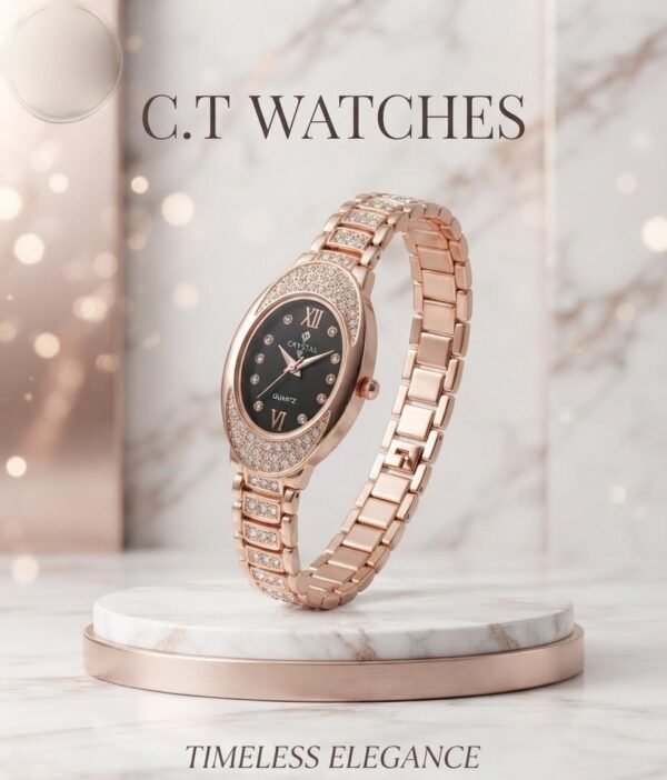 vipw-01-04 Ladies Crystal Stone Watch - Oval Dial Bracelet Watch with Gift Box – gift box - photo 4