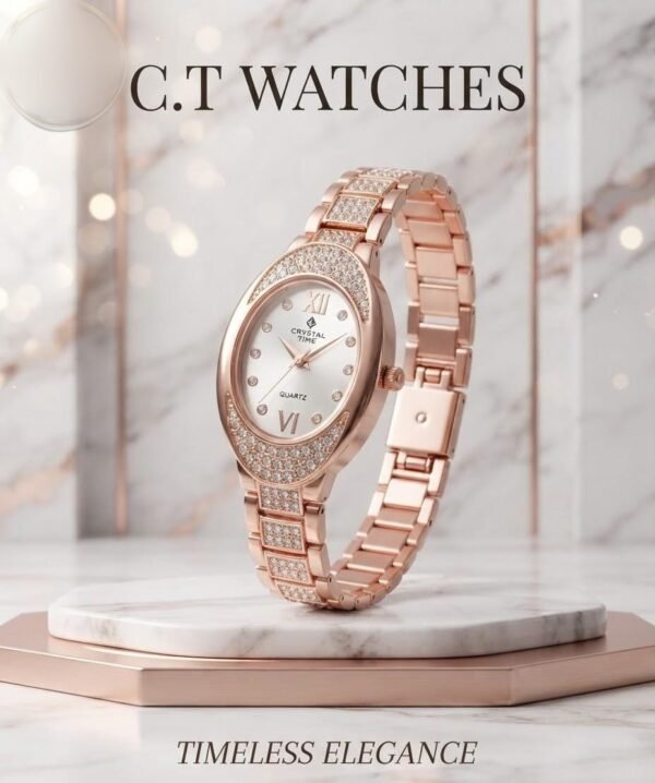 vipw-01-06 Ladies Crystal Stone Watch - Oval Dial Bracelet Watch with Gift Box – gift box - photo 6