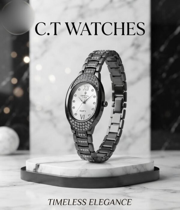 vipw-01-07 Ladies Crystal Stone Watch - Oval Dial Bracelet Watch with Gift Box – gift box - photo 7